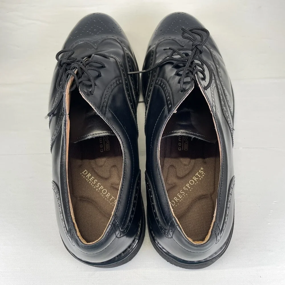 Rockport Dressports Oxford Shoes Mens Size 10 Wide Black Leather Wingtip Brogue